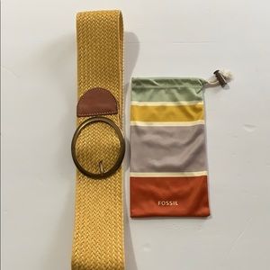 Fossil woven belt size small and eyewear pouch